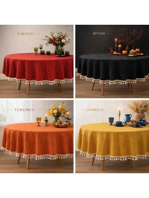 Ayzen Home Püskül Detaylı Su Itme Özelliğine Sahip Duck Kumastan Masa Örtüsü 6 Adet Değişik Ölçü Vardır (Kişiye Özel Ölçü Alınır Hazırlanır)