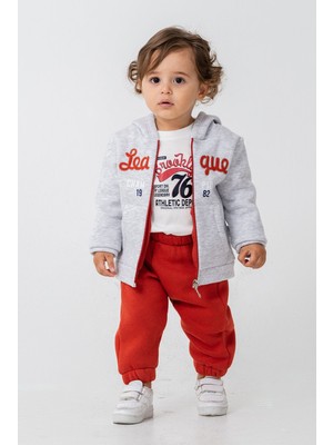 Chicsy Baby Bebek Mevsimlik 3’lü Takım Kapüşonlu Sweatshirt Baskılı Tişört ve Eşofman Altı