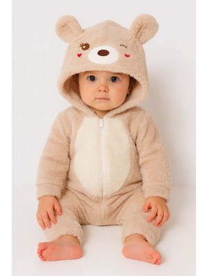 Chicsy Baby Kışlık Tatlı Welsoft Fermuarlı Kapüşonlu Göğüs Detaylı Bebek Tulum
