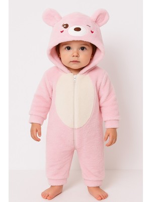 Chicsy Baby Kışlık Tatlı Welsoft Fermuarlı Kapüşonlu Göğüs Detaylı Bebek Tulum