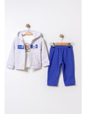 Chicsy Baby Bebek Mevsimlik 3’lü Alt Üst Takım Kapüşonlu Sweatshirt ve Eşofman Altı