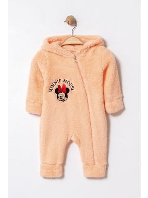 Chicsy Baby Kışlık Tatlı Welsoft Minnie Mouse Nakışlı Fermuarlı Kapüşonlu Bebek Tulum