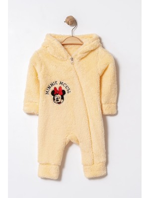 Chicsy Baby Kışlık Tatlı Welsoft Minnie Mouse Nakışlı Fermuarlı Kapüşonlu Bebek Tulum