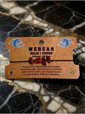 Meneva Aksesuar Balık Burcuna Özel: Doğal Mercan Taşı Şans Bilekliği