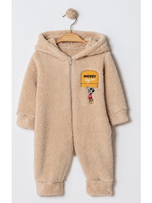 Chicsy Baby Kışlık Tatlı Welsoft Mickey Nakışlı Fermuarlı Kapüşonlu Bebek Tulum