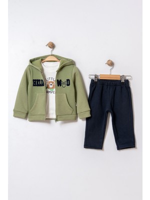 Chicsy Baby Bebek Mevsimlik 3’lü Alt Üst Takım Kapüşonlu Sweatshirt ve Eşofman Altı