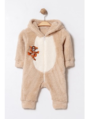 Chicsy Baby Kışlık Tatlı Kaplan Nakışlı Fermuarlı Welsoft Bebek Tulum