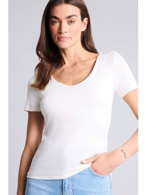 DeFacto Slim Fit Basic Modal Tişört H3873AX26SP