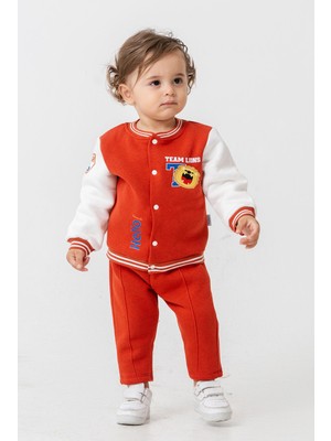 Chicsy Baby Bebek Mevsimlik 3’lü Takım Aslan Desenli Fermuarlı Ceket Tişört ve Eşofman Altı