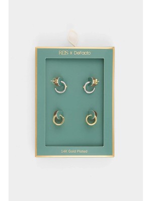 Reis x DeFacto 2'li Gold Küpe G4176AXNS