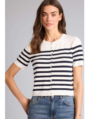 DeFacto Regular Fit Bisiklet Yaka Çizgili Hırka G7868AX26SM