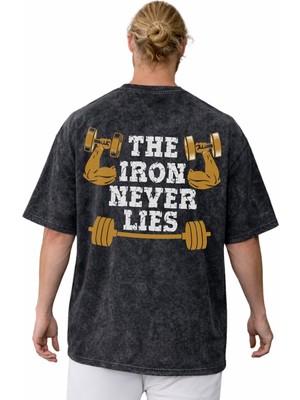 Sevbano Tasarım Fitness Bodybuilding Sporcu Sırt Baskılı Unisex Oversize Vintage Yıkamalı Tişört