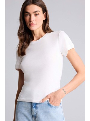 DeFacto %100 Pamuk Slim Fit Basic Ribana Tişört H1354AX26SM