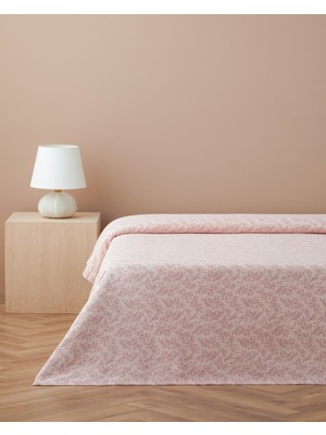 English Home Autumn Branch Baskılı Pamuklu Tek Kişilik Pike 150X220 cm Pembe