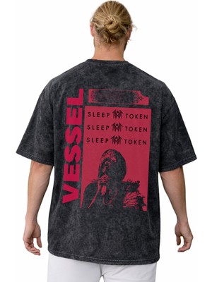 Sevbano Vessel Sleep Token Rock Metal Müzik Grubu Sırt Baskılı Unisex Oversize Vintage Yıkamalı Tişört