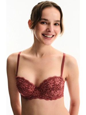 Penti Bordo Pop Up Destekli Lace Dantel Sütyen