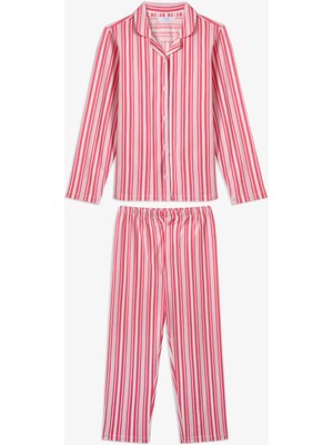 Penti Pembe Kız Çocuk Pink Cozy Club Uzun Kollu Düğmeli Pamuklu Gömlek Pijama Takımı