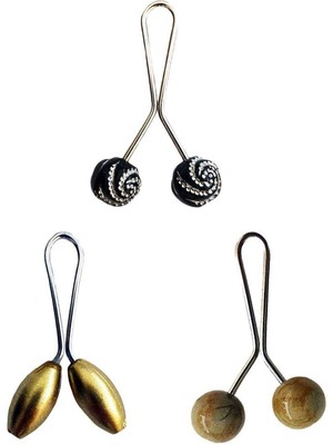 Marsilyan 3 Adet Tesettür Eşarp ve Şal Klipsi Sarı Hardal Siyah Desenli