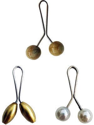 Marsilyan 3 Adet Tesettür Eşarp ve Şal Klipsi Sarı Inci Beyaz Hardal