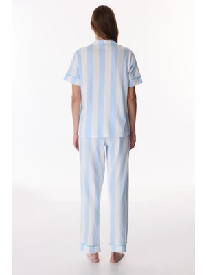 Penti Açık Mavi Dreamy Mood Pamuklu Gömlek Pantolon Pijama Takımı