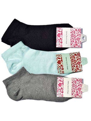 Marsilyan Siyah Gri ve Beyaz Kadın Bilek Çorap 3 Çift