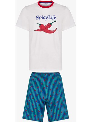 Penti Erkek Renkli Spicy Life Şortlu Pijama Takımı