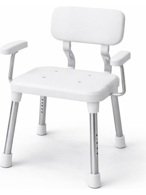 Genel Ayarlanabilir Sırtlıklı Kolluklu Duş Sandalyesi Banyo Taburesi Kaymaz Ayaklı