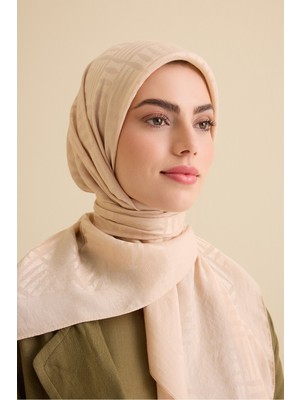 Imannoor Iman Kare V Bej Naia Pamuk Eşarp 90X90