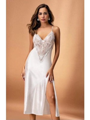 Çamaşır Kenti Nurteks 7136 Kadın Saten Uzun Gecelik