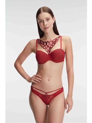 Çamaşır Kenti  Balenli Destekli Dolgulu Askıları Çıkabilen Çıkabilen Yaka Aksesuarlı Sütyen ve String Tak�