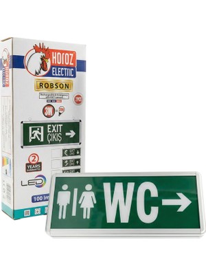 LTG Nova Horoz Robson 3W 160 Lümen Şarjlı Wc Sağ Tuvalet Yön Levhası (2'li Paket)