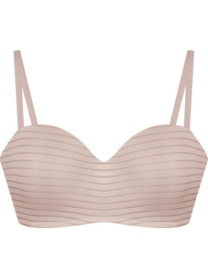 Koza İç Giyim Kadın Dolgusuz Transparan Çizgili Toparlayıcı Straplez Sütyen