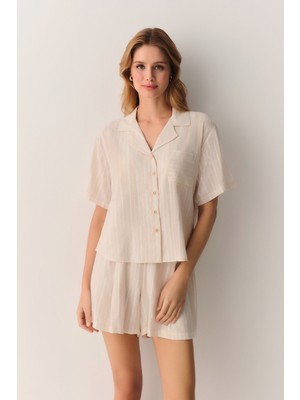 Suwen Loren Gömlek Yaka Şort Pijama Takımı