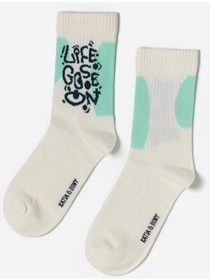 Katia & Bony Unisex Yeşil Renkli Baskılı Soket Çorap