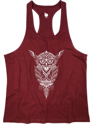 Bluu Owl Bordo Fitness Gym Tank Top Sporcu Atleti Nefes Alabilir Kumaş ile Konforlu Kullanım