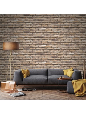 BienHome 9030 Taş Tuğla Desen Duvar Kağıdı 5,33 M² Akustik Özellikli ve Antibakteriyel