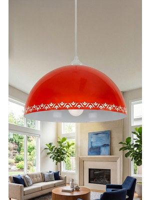 Marrien Luna Tulip Tekli Turuncu Metal Sarkıt (30 cm) Salon, Mutfak & Cafe için Dekoratif Avize