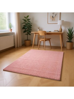Balat Halı Raschel Carpet Yumuşak Peluş Halı Pembe 100 x 450 cm Anti-Statik ve Yıkanabilir