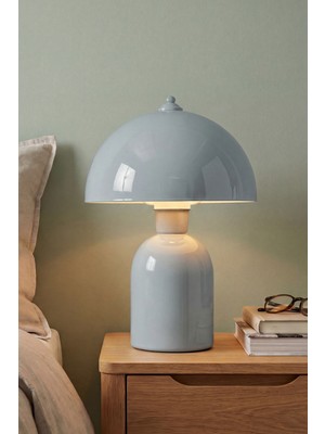 Marrien Luna Abajur Gri Metal Gövdeli - 25 cm - Oturma Odası & Yatak Odası & Salon Aydınlatma