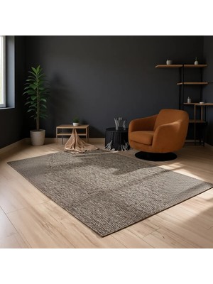 Koza Halı Loft Modern Kahverengi Halı A0806A Dayanıklı Dikdörtgen Şekli ile Yıkanabilir Özellikte