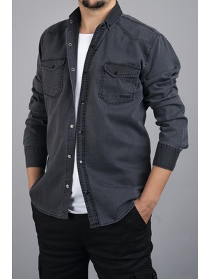 Bombe Slim Fit Erkek Füme Kot Gömlek Günlük Stil Truvakar Kol ile Rahat Kullanım