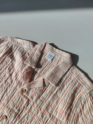 Bandiwa Gulian Erkek Bebek Kısa Kollu Çizgili Gömlek - Ekru Turuncu