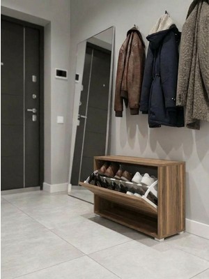 Macco Mobilya 1 Bölmeli Raflı Ayakkabılık - Düşer Kapaklı Modern Antre Düzenleyici