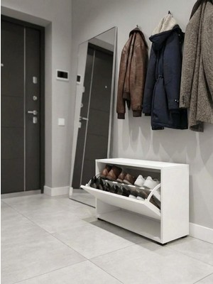 Macco Mobilya 1 Bölmeli Raflı Ayakkabılık - Düşer Kapaklı Modern Antre Düzenleyici