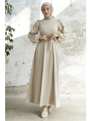 inStyle Kuşaklı Scuba Taş Elbise