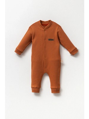 Mahfel %100 Pamuklu Bebek Çıtçıtlı Tulum&salopet Çikolata Rengi
