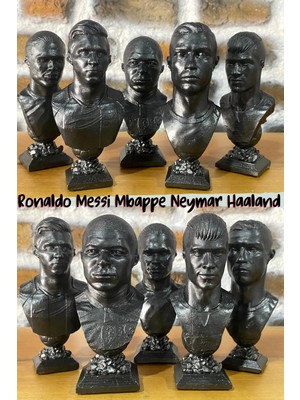 Craft 3d Atölye Mbappe-Ronaldo-Messi-Haaland-Neymar (13 Cm Boyunda)  Beton Biblo Figür- Paketi İle Beraber