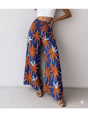 Aesco Kadın Yüksek Bel Lastikli Desenli Süprem Pantolon