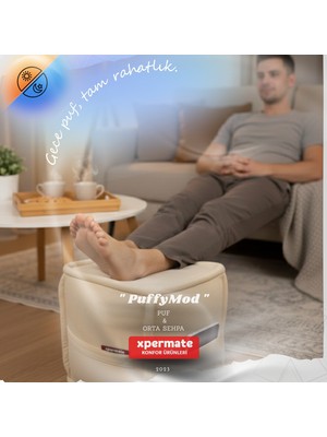 Xpermate Dekoratif Kare Puf Orta Sehpa Ayak Uzatma Puf Puffymod 40x42