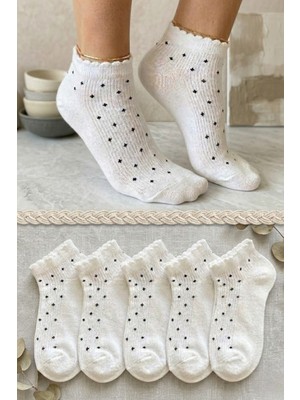 Esinti 5 Çift Kadın Bilek Boy Beyaz Renkli Patik Çorap Seti